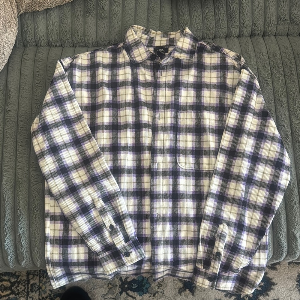 Men's Plaid Jacket - Black, White, Purple